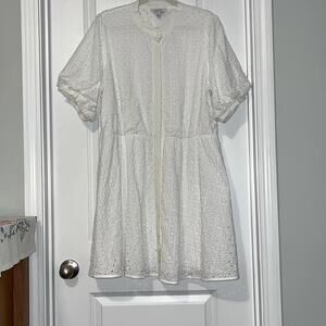 ⚡️ 3 for $30 ⚡️ Nine West White Puff Sleeve Eyelet Dress